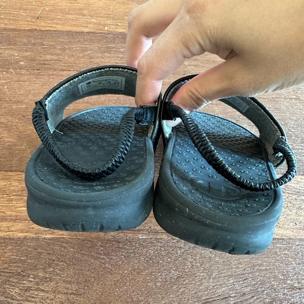 Champion Toddler Boys IPO Slides Sandals Size 10T Black Logo Pool Beach Shower